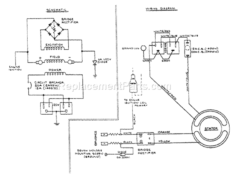 Page E Diagram and Parts List for 8840-0  Briggs and Stratton Generator